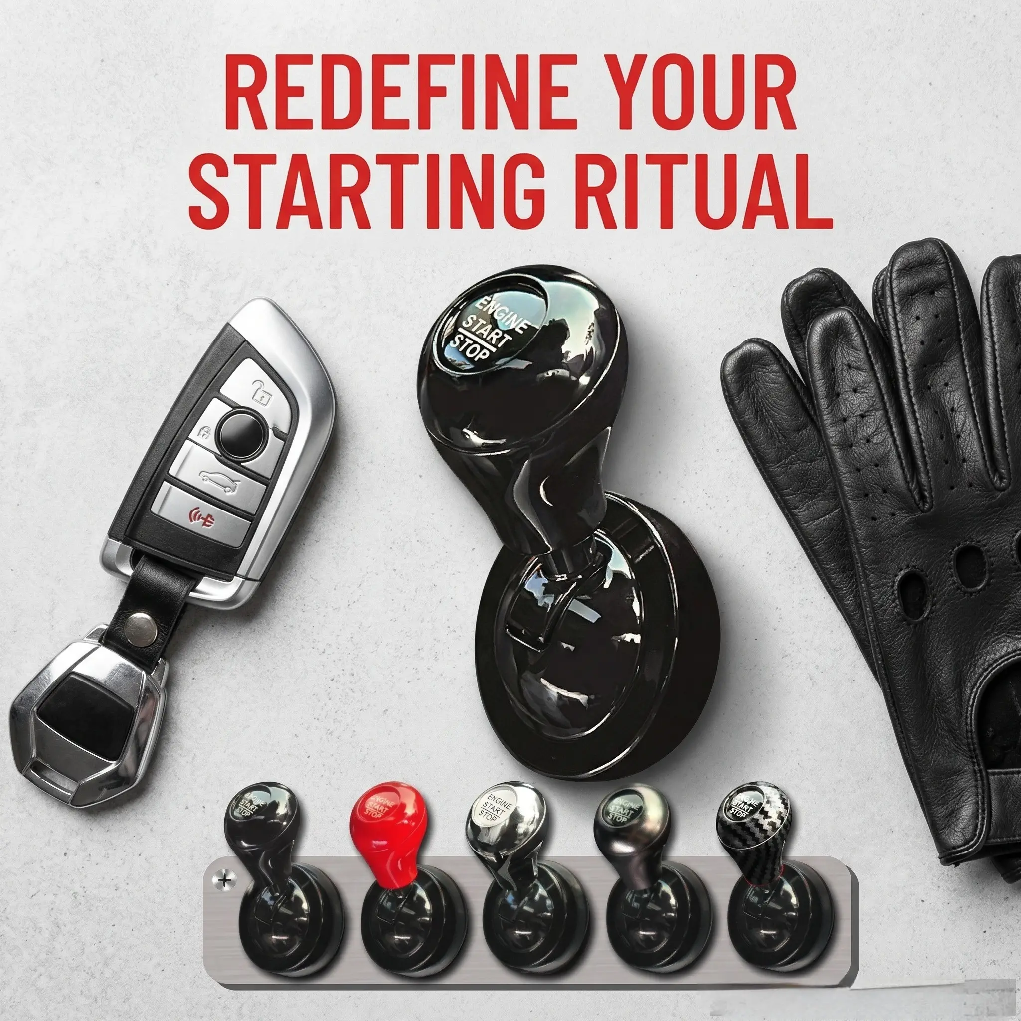 Universal One Click Start Lever - Car Push Start Button Cover Joystick, Cool Engine Ignition Car Interior Accessories