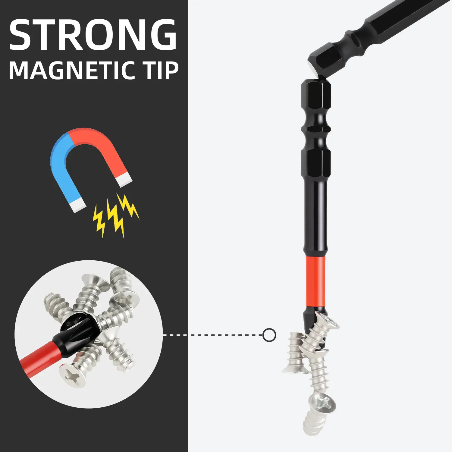 SnapFixMate FPH2 Impact Screwdriver Bit Set for Electricians, S2 Steel 65mm & 110mm, 1/4 Inch Hex Shank Magnetic Cross Slot Screw Driver Drill Bits Used on Circuit Breakers