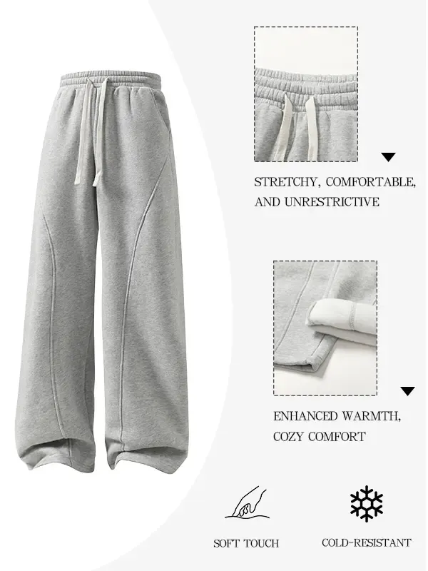 Men's Solid-Color Drawstring Pants with Curved Blade Design—Casual comfort, relaxed fit suitable for all seasons. Street-style men's trousers perfect for everyday wear and layering. Menswear Beige daily wear pant