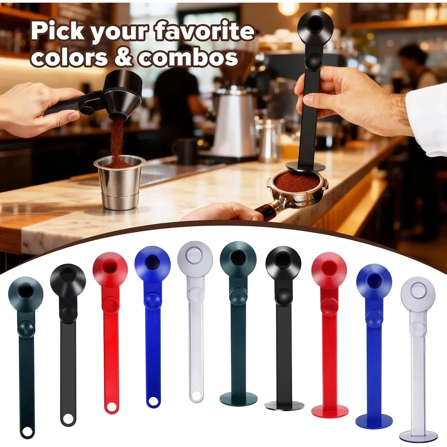 Scoop Funnel Coffee Dosing Spoon-Precise 2Tbsp PCTG BPA-Free,51mm Tamper Kit,Fits Keurig K-Cup & Powder Formula Dispenser (Upgraded Combo Transparent,2Models AB)