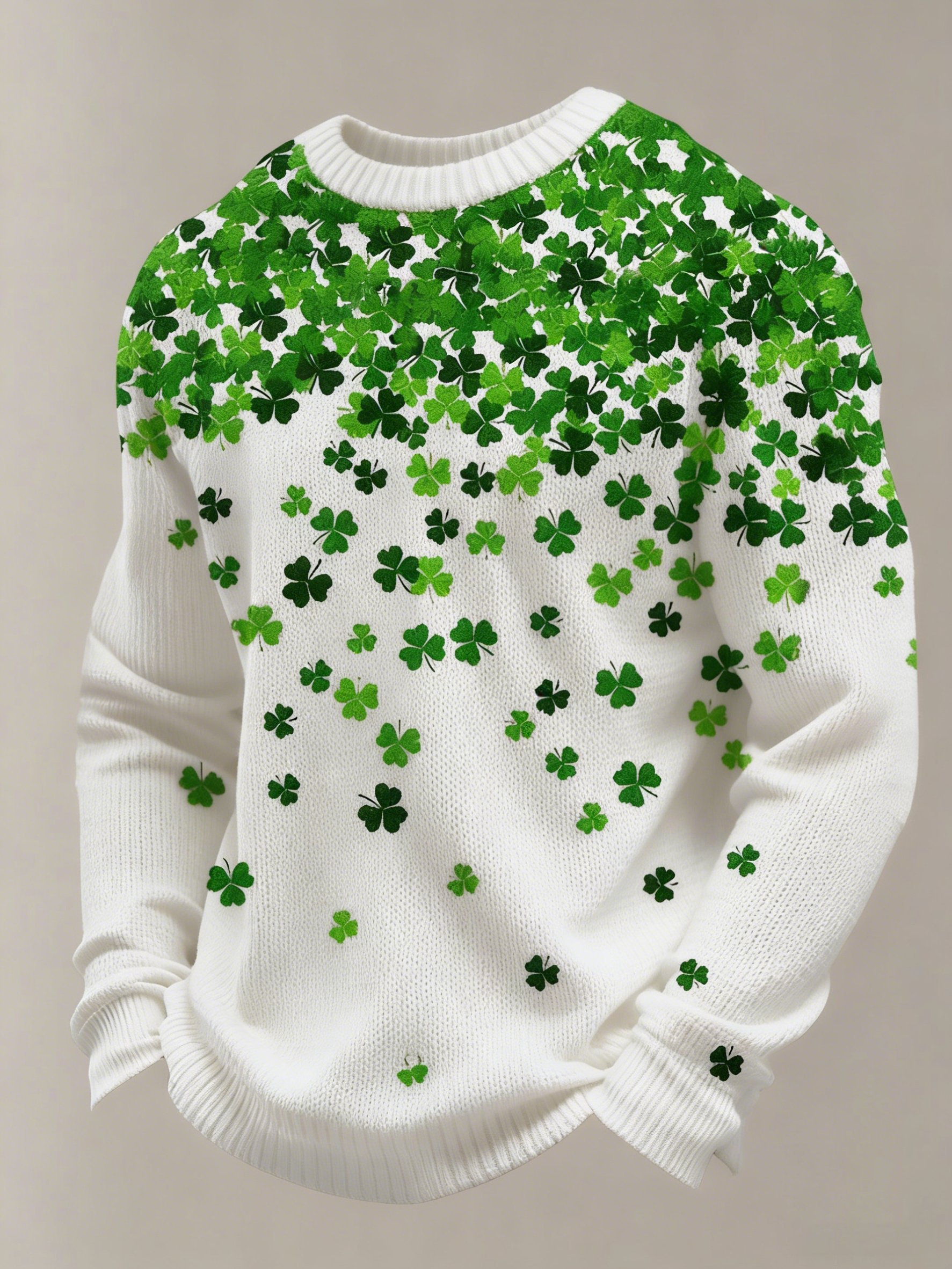 Men'S St. Patrick'S Day Shamrock Art Print Knit Sweater