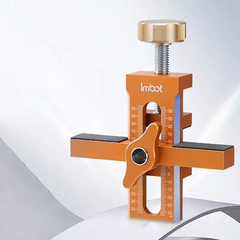 IMBOT Cabinet Door Installation Fixture 2-in-1 Aluminum Alloy The Carpenter's Tool For Fixing Cabinet Doors With A Drill Bit For Quick Suitable For Various Cabinet Doors Such As Wardrobes And Kitchen CabinetsPositioning And Drilling