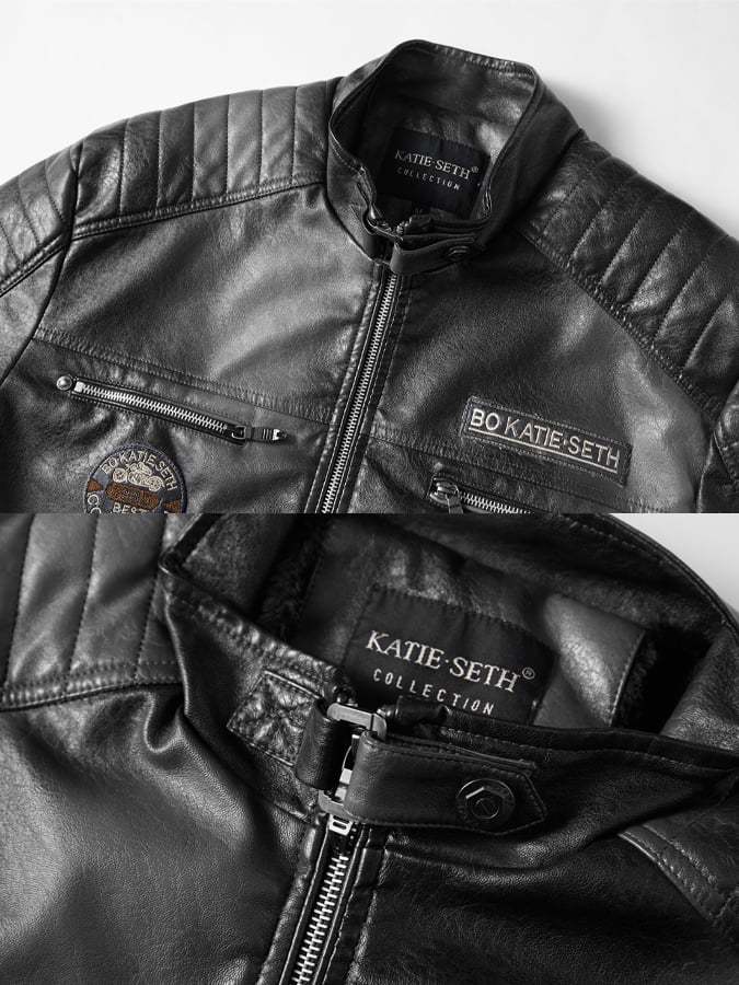 (Inner Pocket Design) Men's Retro Motorcycle Washed Leather Stand-Up Collar Jacket