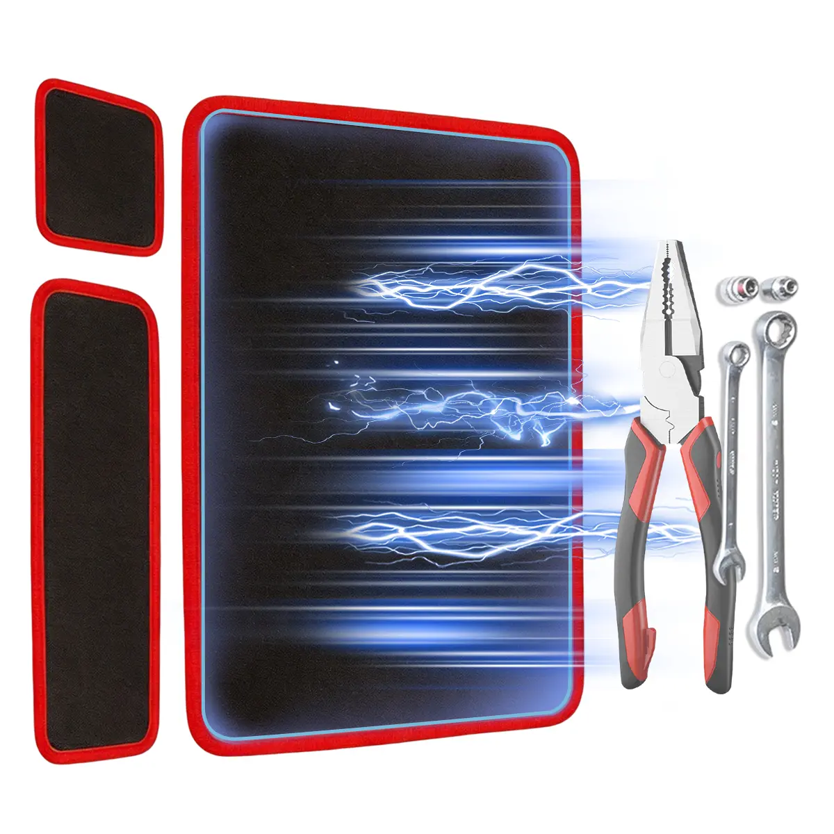 Master Magnetic Parts Tray Kit: 3-Pack Flexible Non-Slip Tool Mats - Never Lose a Bolt Again - Ideal for Automotive Repair & DIY Workshop