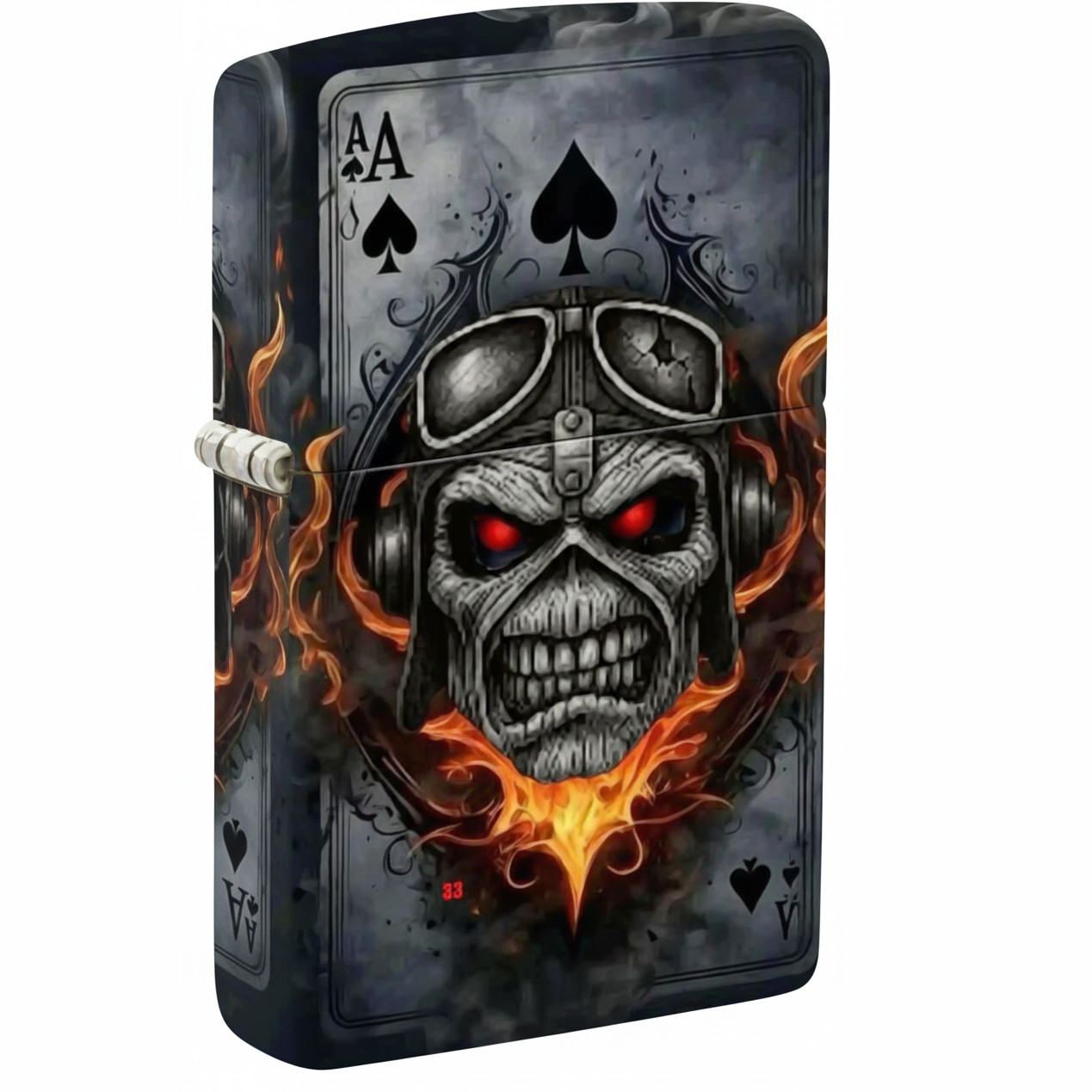 Gothic Skull Ace of Spades Flame Refillable Metal Lighter