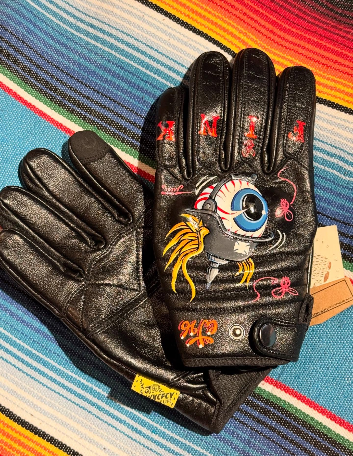 Vintage Style Pattern Motorcycle Riding Gloves