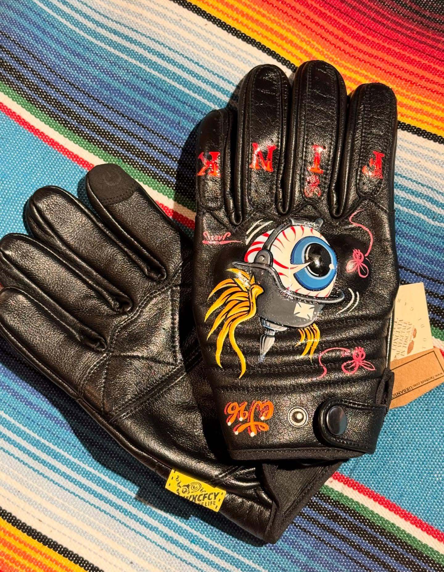 Vintage Style Pattern Motorcycle Riding Gloves