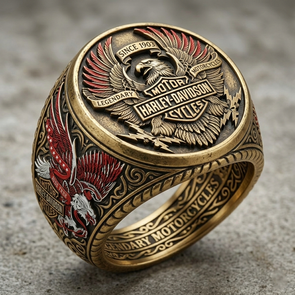 Classic American Motorcycle Style Vintage Biker Ring