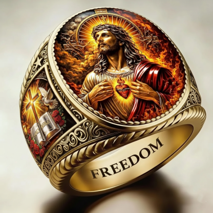 Christian style Jesus pattern ring