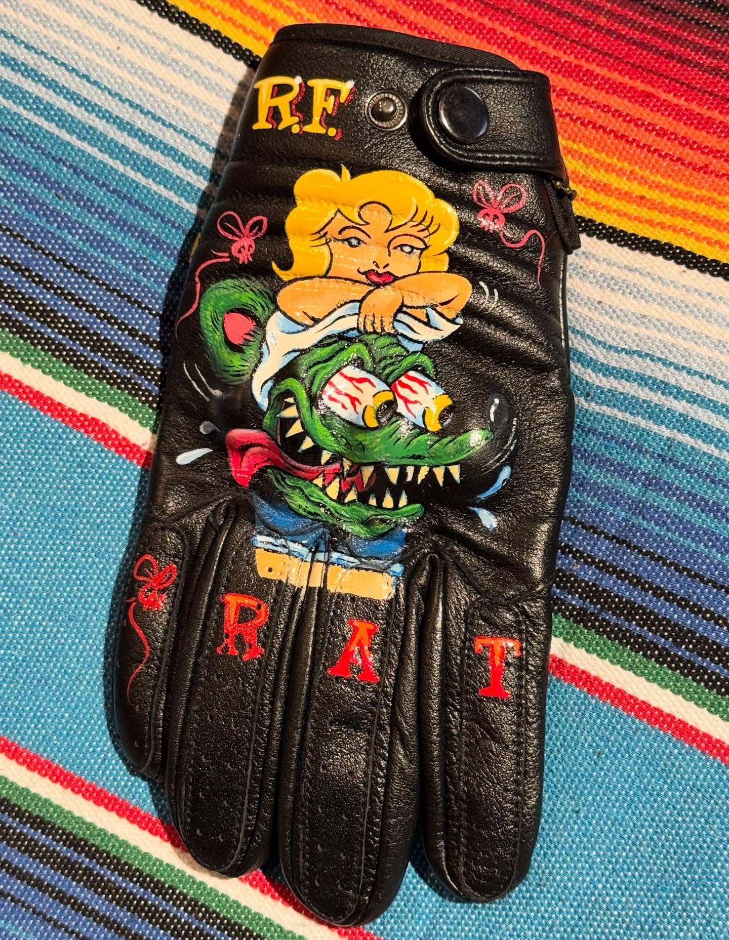 Vintage Style Pattern Motorcycle Riding Gloves