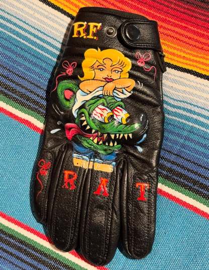 Vintage Style Pattern Motorcycle Riding Gloves