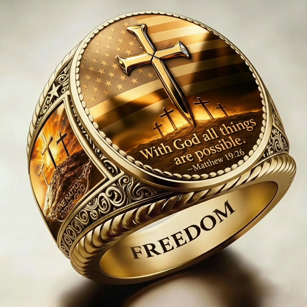 Christian style Cross pattern ring
