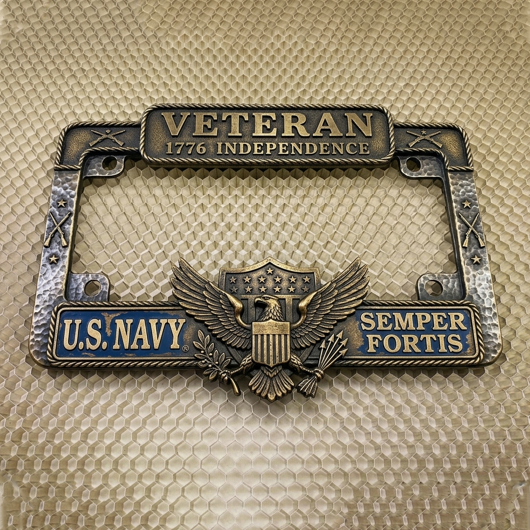 Patriot’s Shield | Vintage Relief License Plate Frame