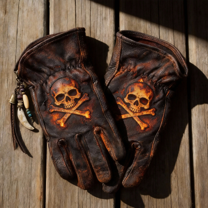 Lava Purgatory Graphic Distressed Leather Gloves