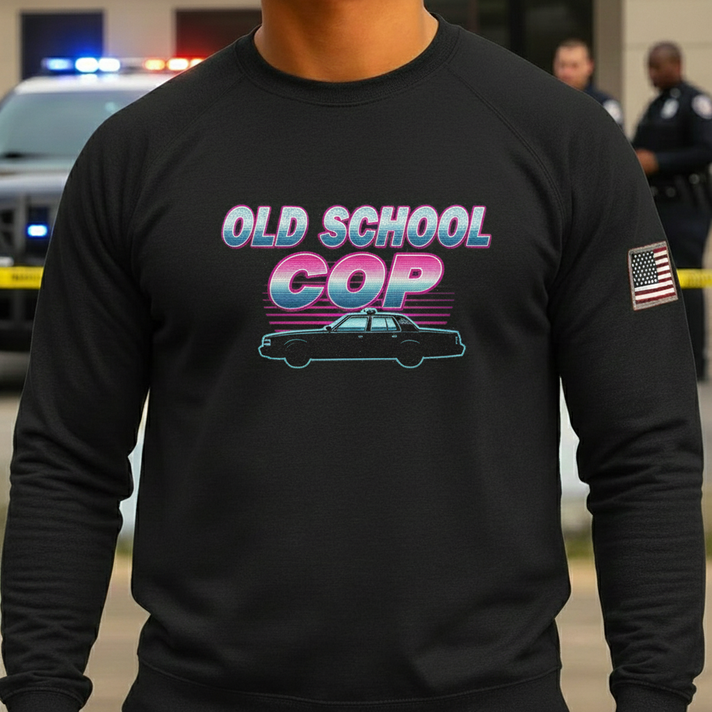"OLD SCHOOL GOP" themed black round-neck hoodie