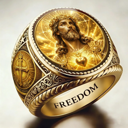 Christian style Jesus pattern ring