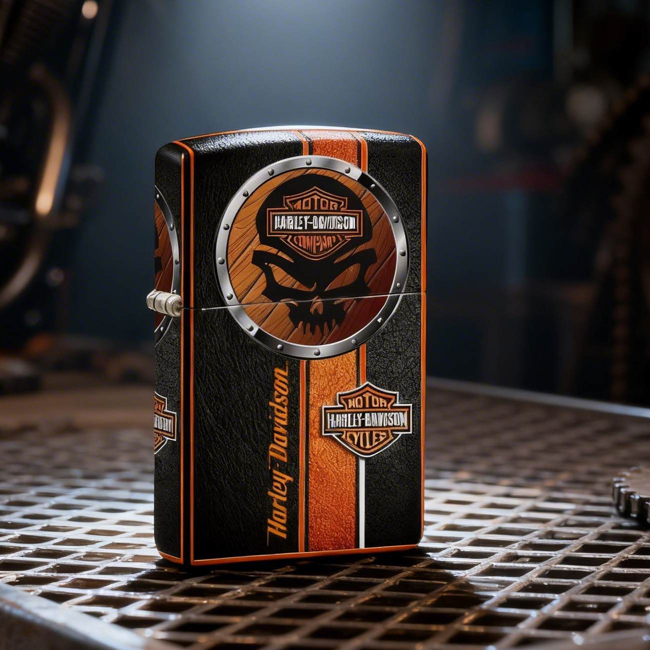 Edgy Harley-Davidson Willie G Skull Design Windproof Petrol Lighter