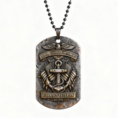 U.S. Navy Honor & Courage Dog Tag Necklace