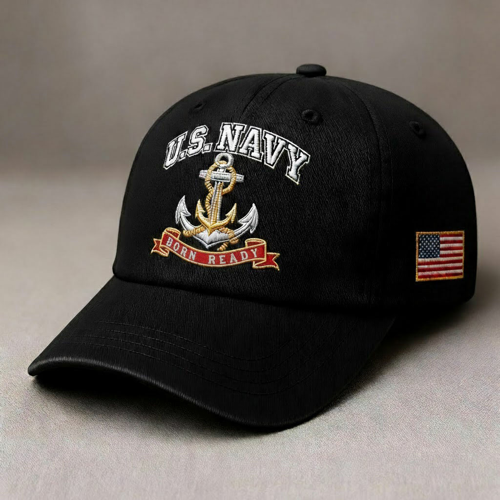 Born Ready” Military-Style Navy Anchor Hat