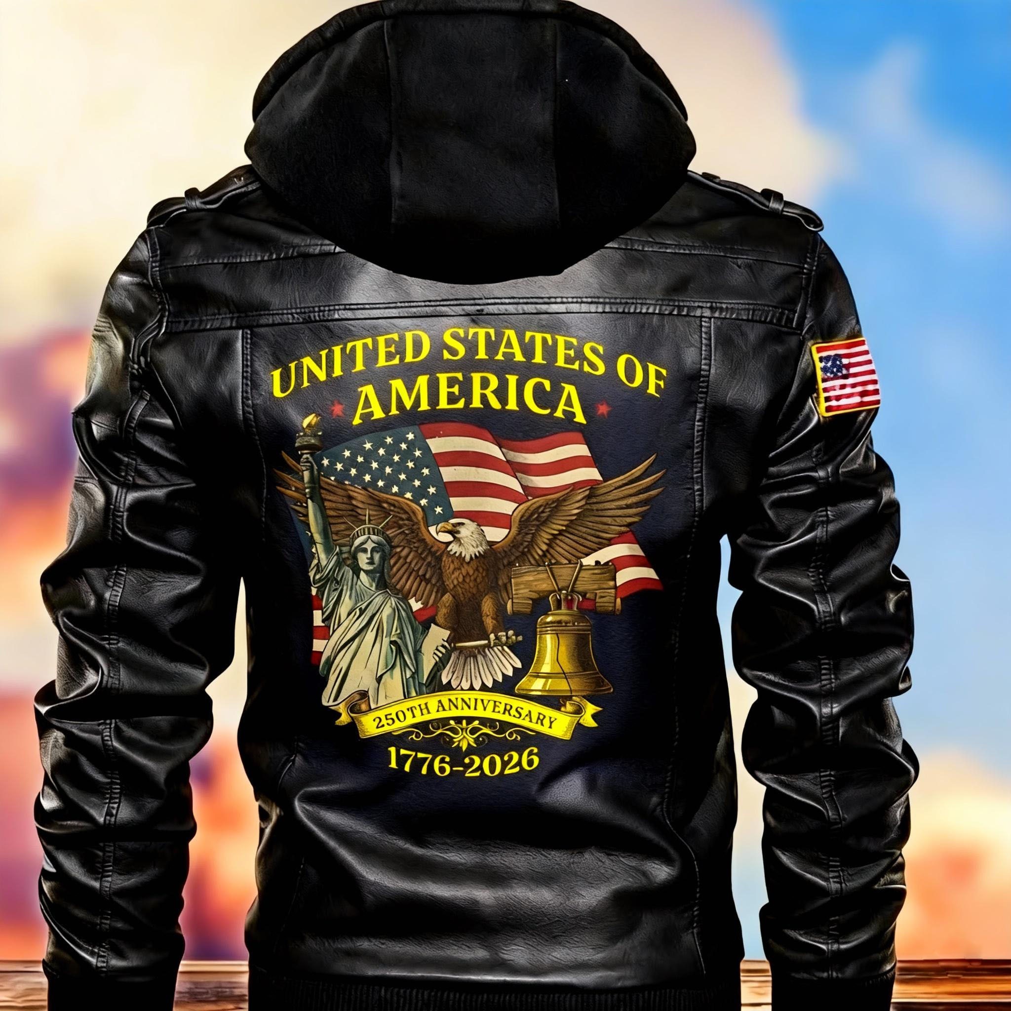 United States 250th Anniversary Leather Jacket - Liberty & Eagle 