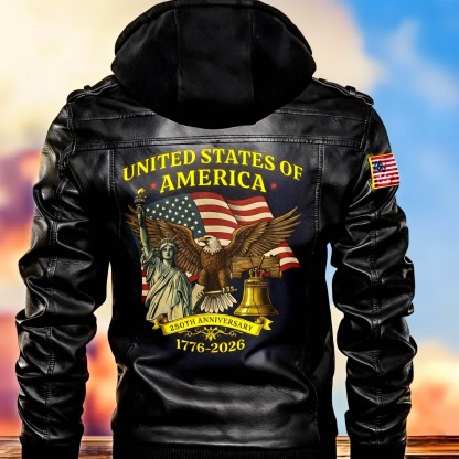 United States 250th Anniversary Leather Jacket - Liberty & Eagle 