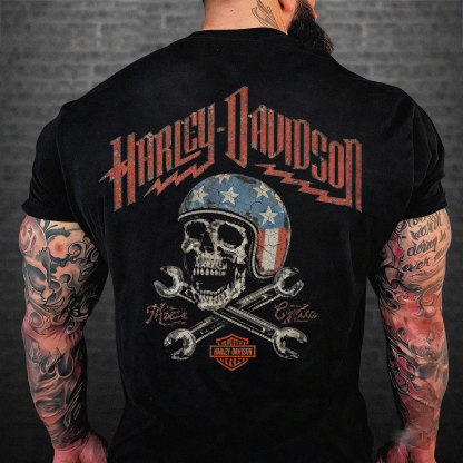 Vintage Skull & Motorcycle Graphic Tee