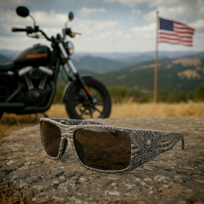 Vintage Biker Metal Frame Polarized Riding Sunglasses