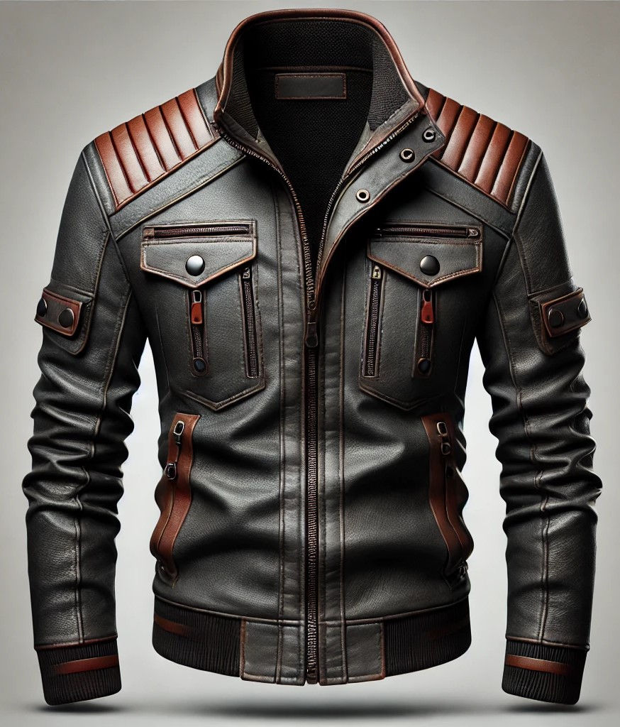 Men's Retro Motorcycle Washed Leather Stand-Up Collar Jacket