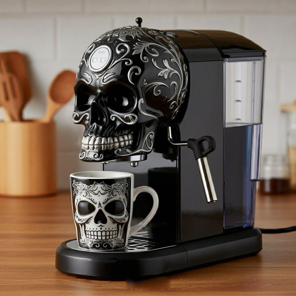 Skull Style Coffee Machine | Brew with Dark Attitude
