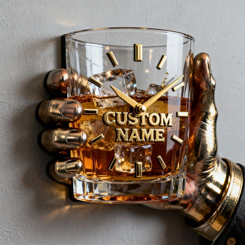 Personalized Whiskey Glass Wall Clock