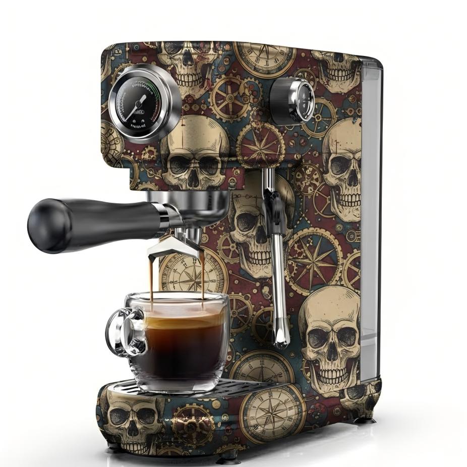 Gothic Skull Pattern Espresso Machine