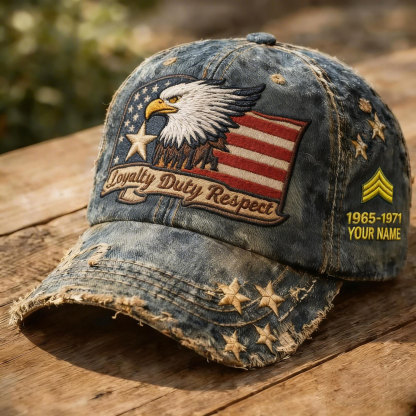 Personalized Veteran Name & Service Years Cap