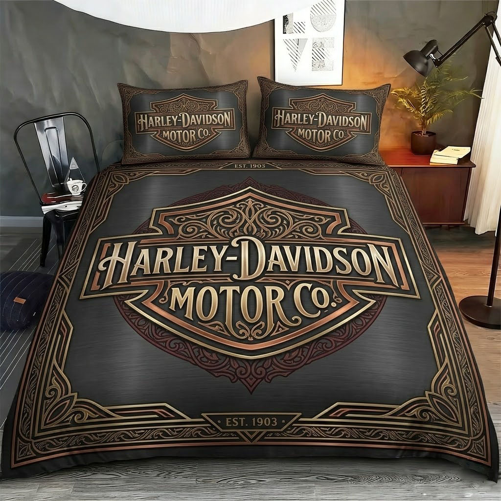 Classic Motorcycle Culture Bedding Set | BoldRider-Inspired Design