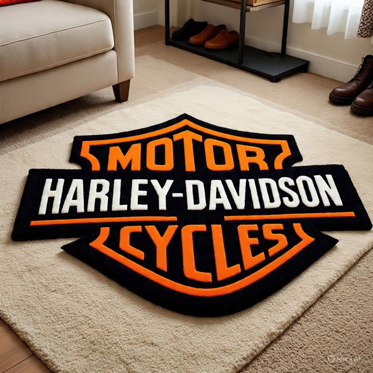 Ride Free Biker Theme Rug – Motorcycle Culture Home Decor