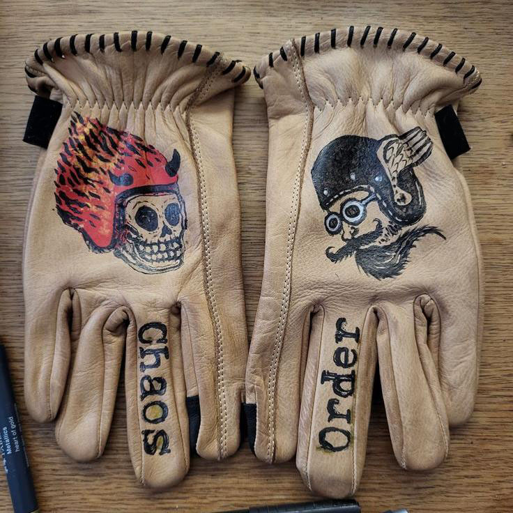 Vintage Style Pattern Motorcycle Riding Gloves