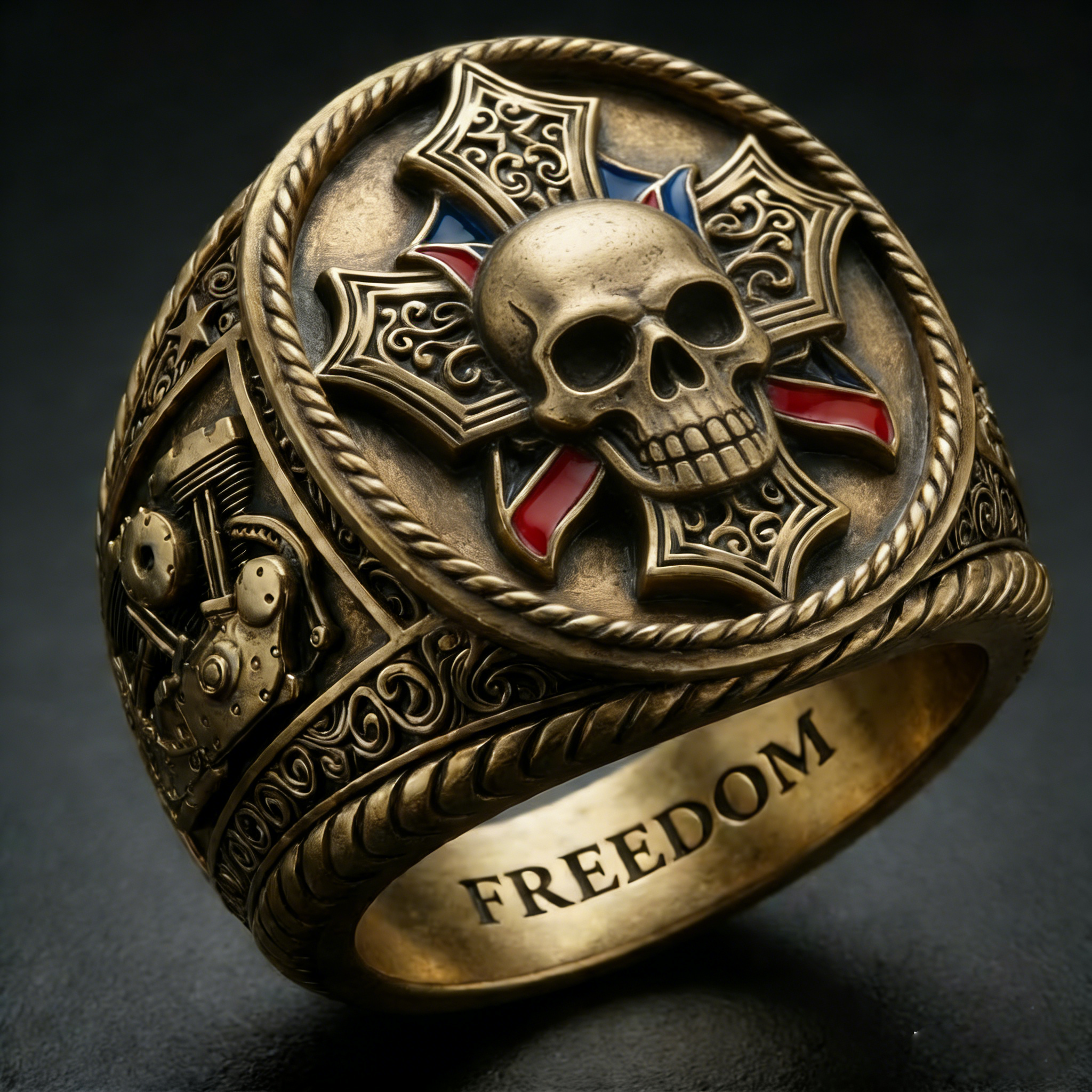 Classic American Motorcycle Style Vintage Biker Ring