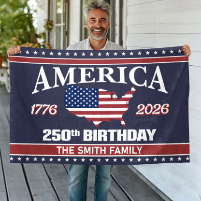 America 250 Birthday 1776-2026 Double-Sided Flag 