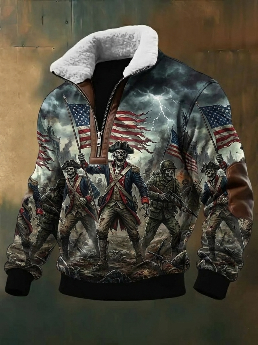 Dark Patriot Men's Vintage Sherpa V-Neck Sweatshirt