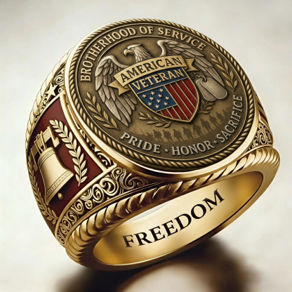 Patriotic American Plated Military Commemorative Ring