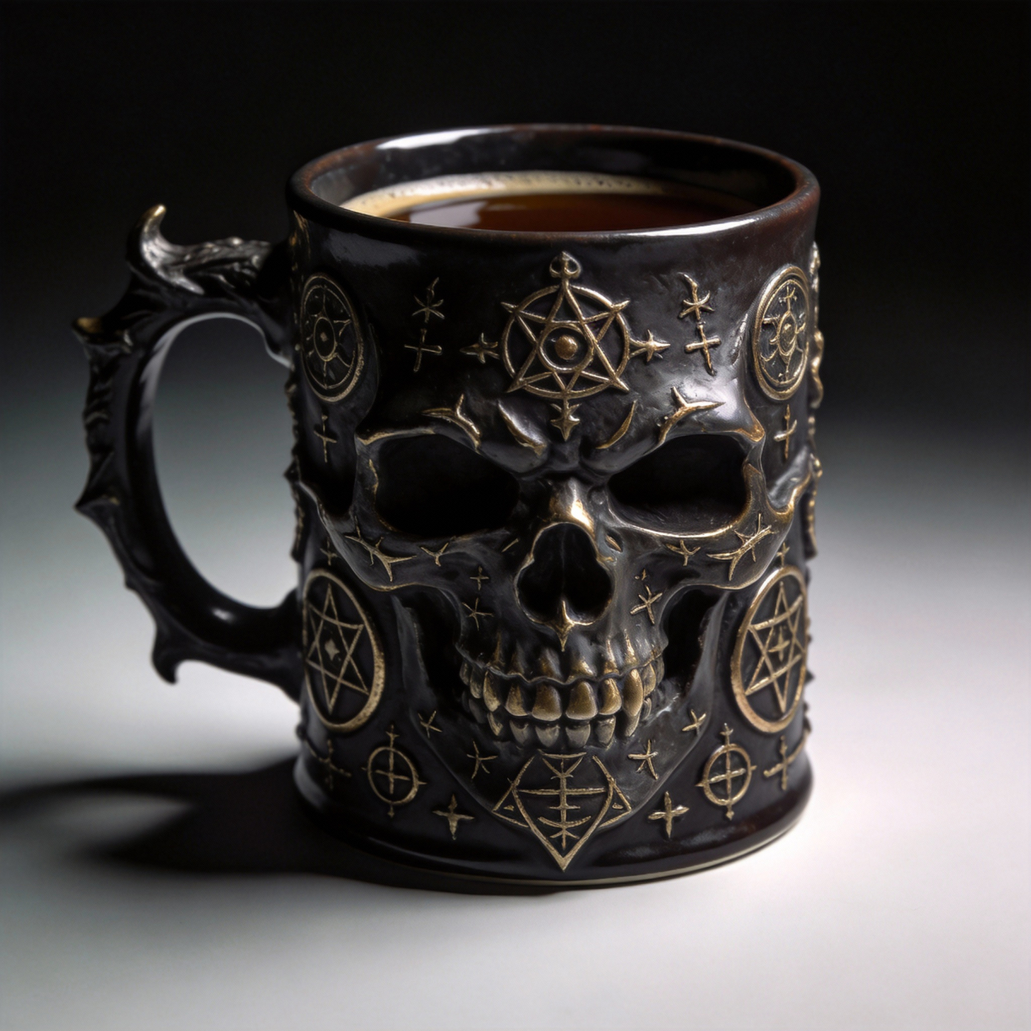 Gothic Skull Mug with Blue Eyes – Dark Fantasy Drinkware