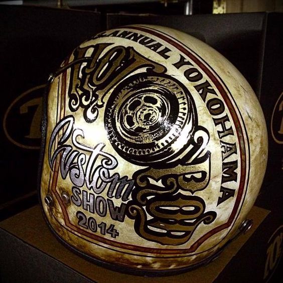 Yokohama Custom Show Anniversary Distressed Retro Helmet