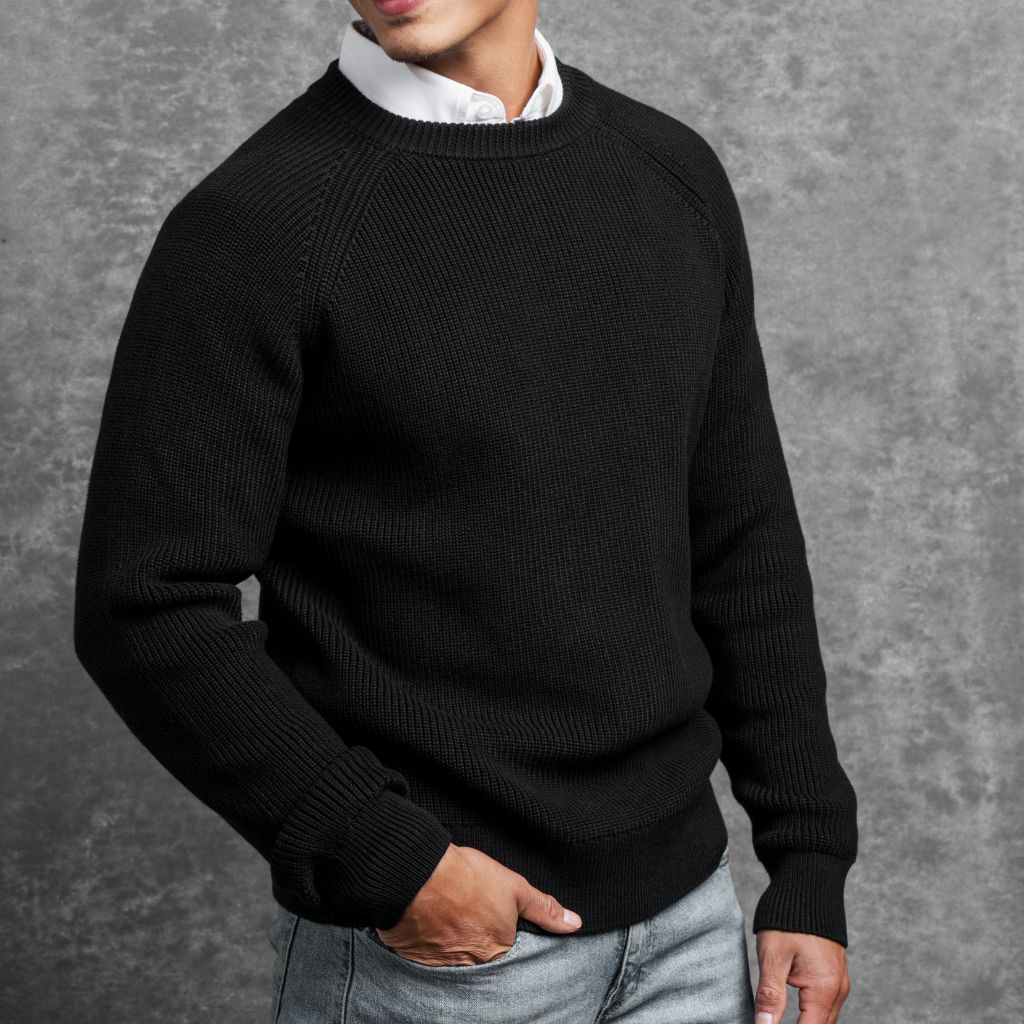 Ribbed Crewneck | Black