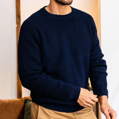 Ribbed Crewneck | Navy