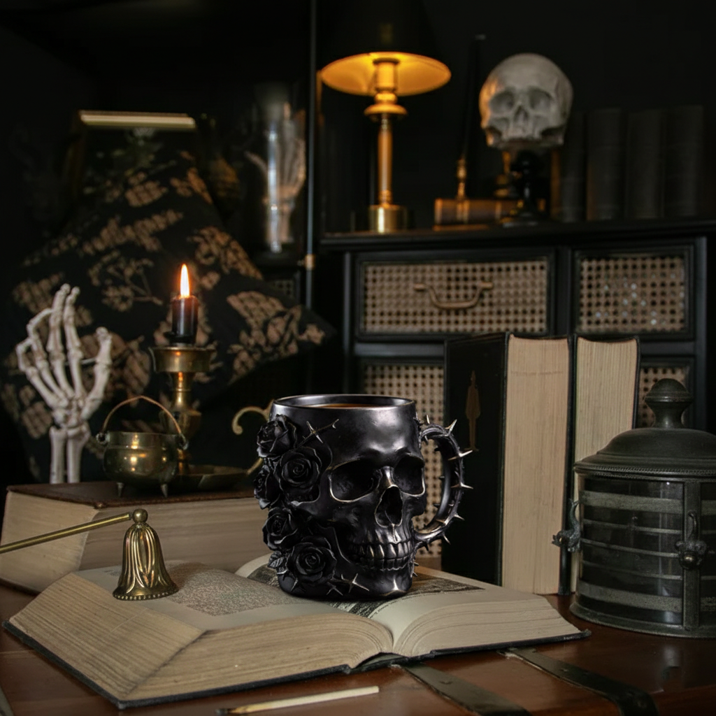 Dark Gothic Skull Mug – Statement Cup for Bold Style
