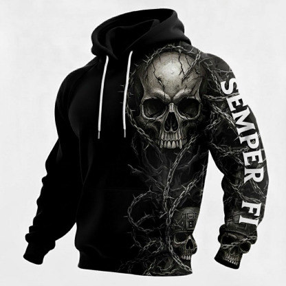 Semper Fi" Dark Skull Hoodie