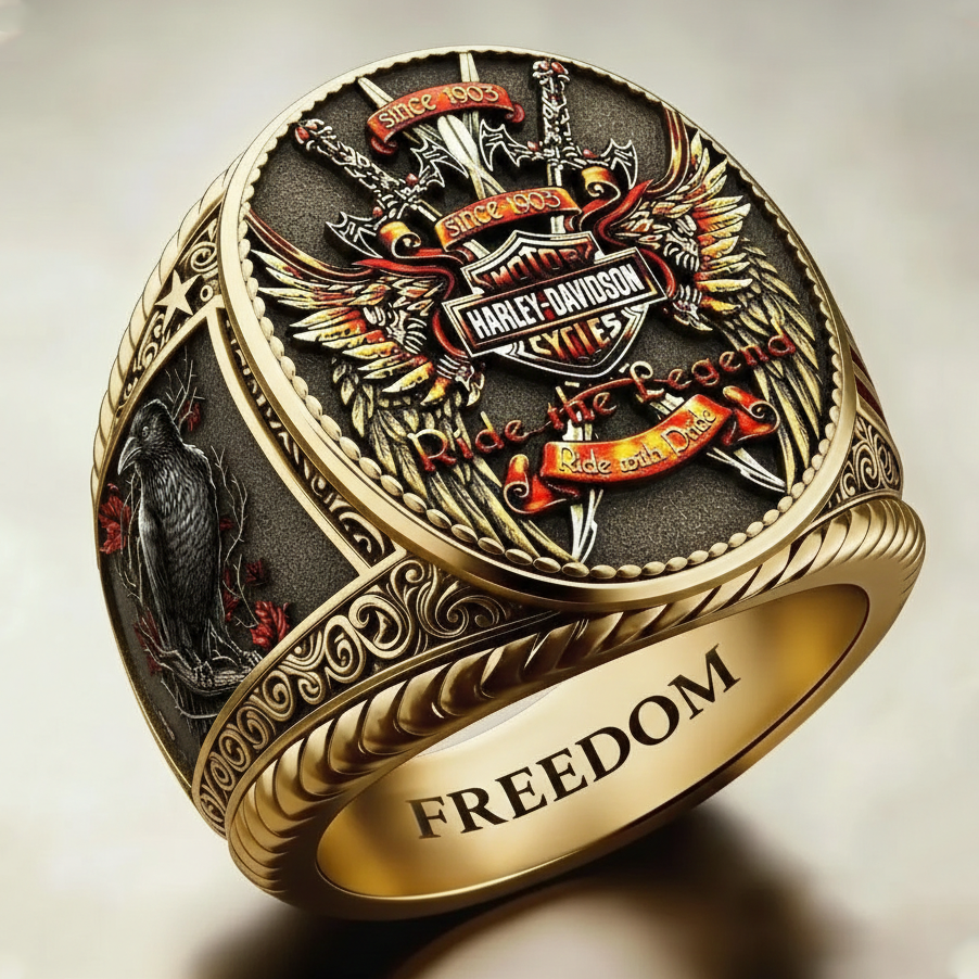 Harley-style pattern ring
