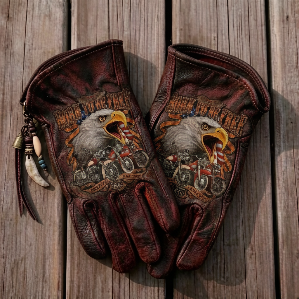 Vintage Style Pattern Motorcycle Riding Gloves