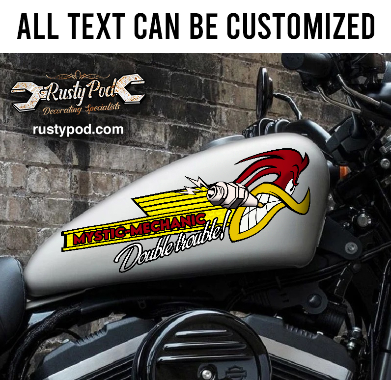 Personalized mr horsepower motorcycle fuel tank decal 