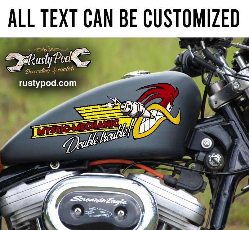 Personalized mr horsepower motorcycle fuel tank decal 