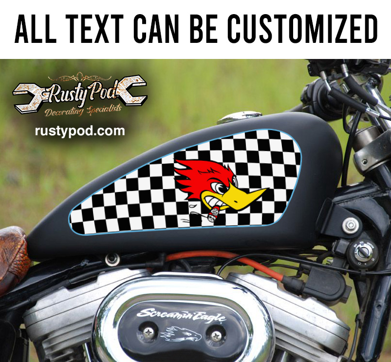 mr horsepower checker flag motorcycle gas tank decal 